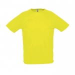 Sportief ademend T-shirt met logo in de kleur geel
