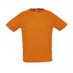 Sportief ademend T-shirt met logo in de kleur oranje