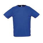 Sportief ademend T-shirt met logo in de kleur koningsblauw