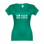 Bedrukte T-shirts met V-hals voor dames weergave met jouw bedrukking
