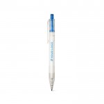 Transparante bedrukte pen met gekleurde drukknop weergave met jouw bedrukking