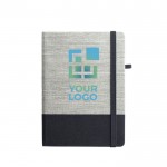 A5 notitieboekje met logo en kleuraccent weergave met jouw bedrukking