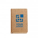 A6 notitieboekje met logo en kurken kaft weergave met jouw bedrukking
