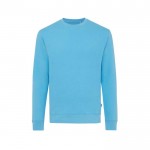 Sweatshirt van 340 g/m2 ecokatoen, ronde hals Iqoniq Zion kleur cyaan blauw