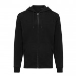 Eco-katoen sweatshirt met rits Iqoniq Abisco 340 g/m2 kleur zwart