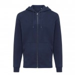 Eco-katoen sweatshirt met rits Iqoniq Abisco 340 g/m2 kleur marineblauw