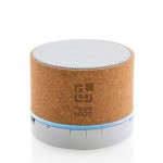 Bluetooth speaker met logo en kurken behuizing weergave met jouw bedrukking