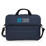Duurzame RPET laptoptas met logo en accentstiksels weergave met jouw bedrukking