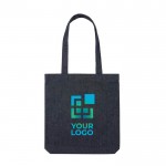 Duurzame tas met logo van gerecycled denim, 320 g/m2 weergave met jouw bedrukking