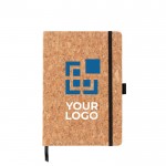 A5 notitieboekje met logo en kurken kaft weergave met jouw bedrukking