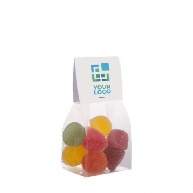 Zakje suikerachtige jellybeans met aanpasbare header 100g kleur doorzichtig hoofdweergave
