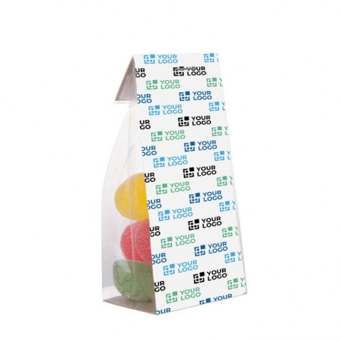 Zakje zoete jellybeans met aanpasbaar karton 100g kleur doorzichtig hoofdweergave