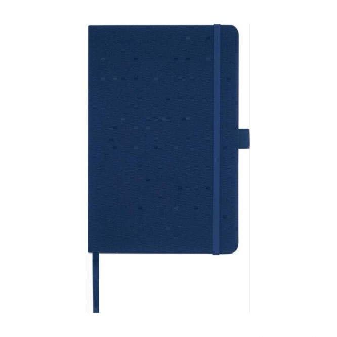 A5 Marksman® notitieboekje met logo kleur marineblauw tweede weergave voorkant