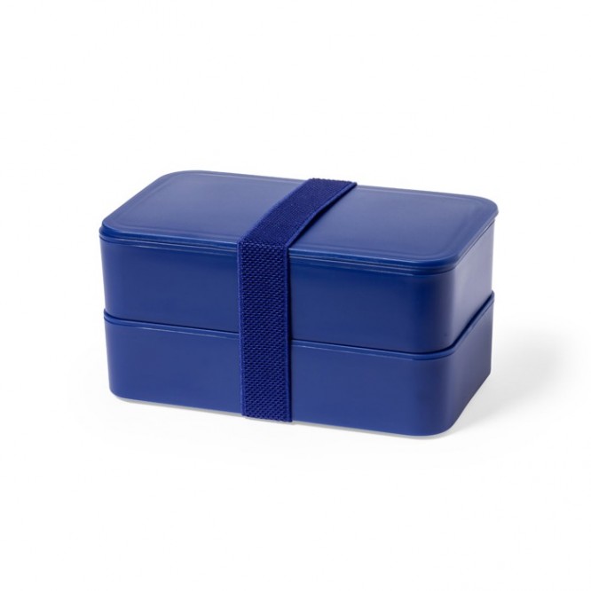 Grote lunchbox met twee compartimenten kleur marineblauw eerste weergave