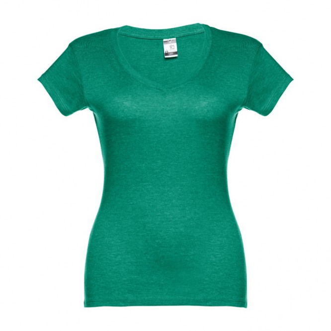 Bedrukte T-shirts met V-hals voor dames in de kleur gemarmerd groen