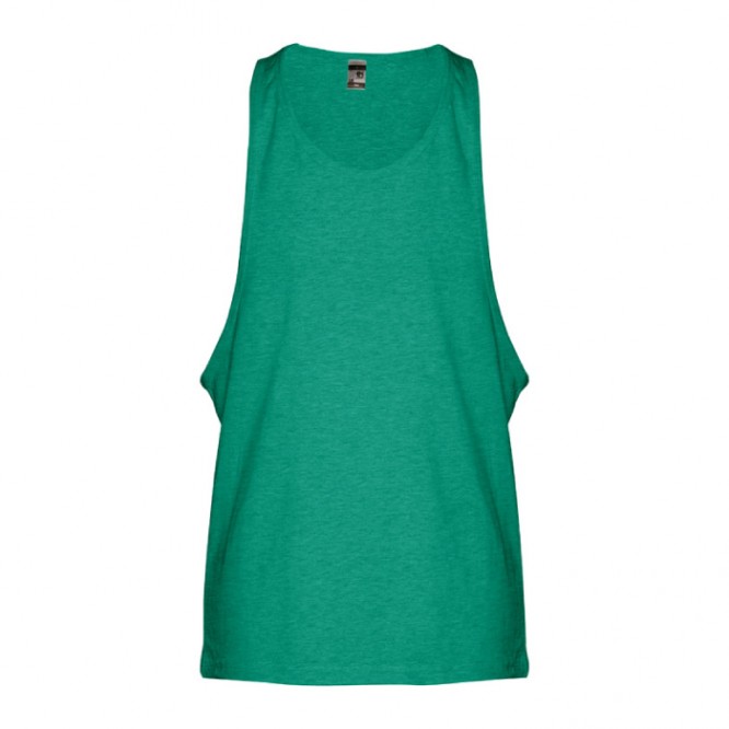 Mouwloos T-shirt voor merchandising in de kleur gemarmerd groen