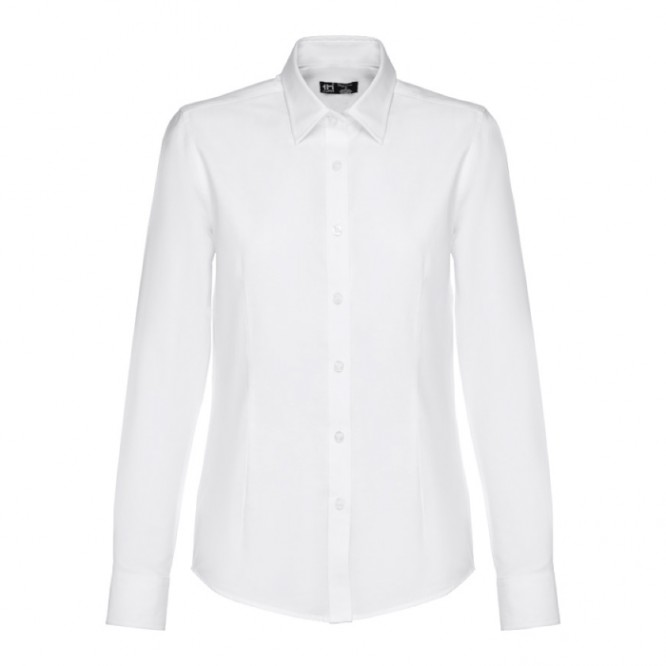 Dames overhemden met bedrijfslogo, 130 g/m2 in de kleur wit