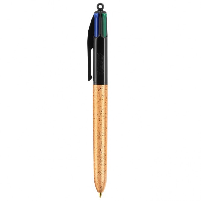 Klassieke BIC® promotie pen met 4 inktkleuren kleur zwart