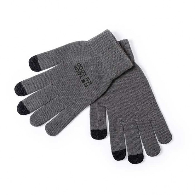Antibacteriële Touchscreen handschoenen met logo kleur grijs