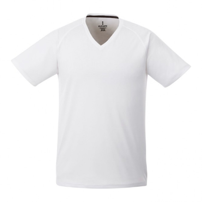 Sportief bedrukt T-shirt met V-hals, 145 g/m2 in de kleur wit