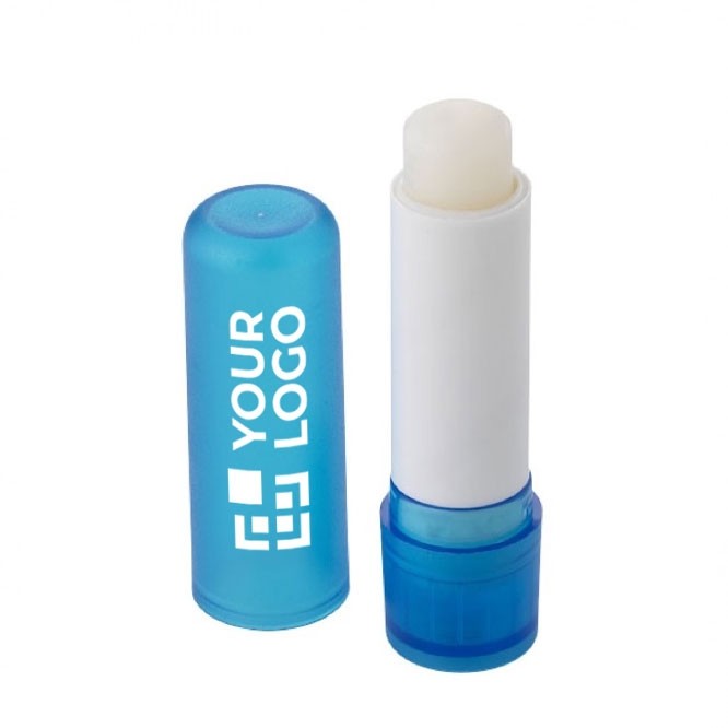 Lippenbalsem om te personaliseren met logo kleur lichtblauw met logo