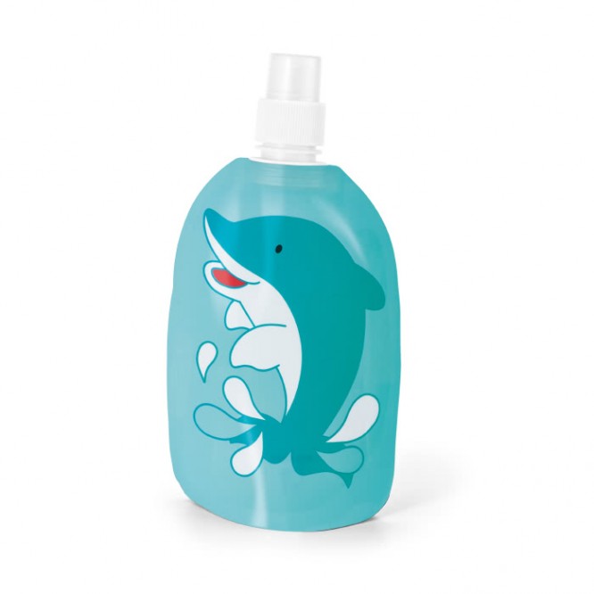 Opvouwbare fles met logo voor kinderen kleur lichtblauw
