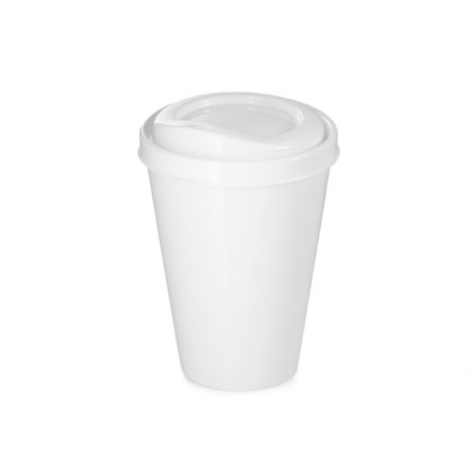 Koffiebeker to go met logo in kleur kleur wit