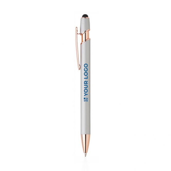 Metallic pen met blauwe inkt en roségoud accent