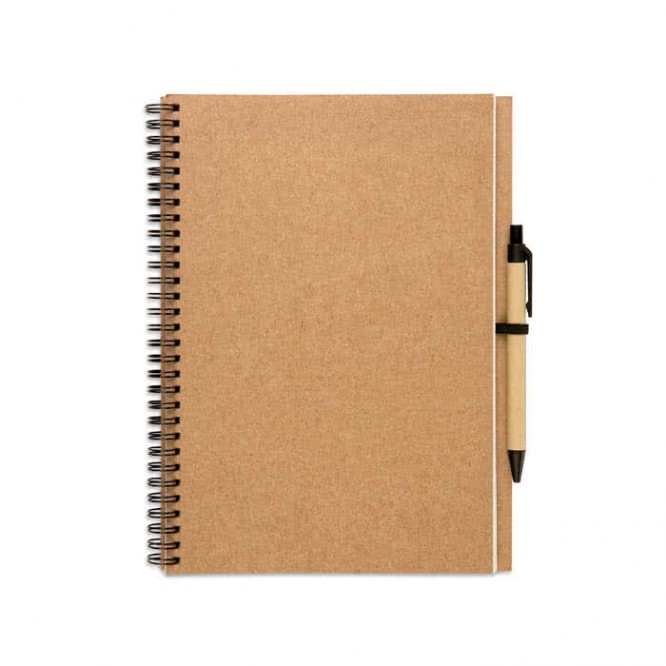 Reclame notitieboekje van gerecycled papier kleur beige