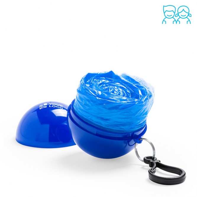 Waterdichte poncho in een ronde sleutelhanger voor kinderen