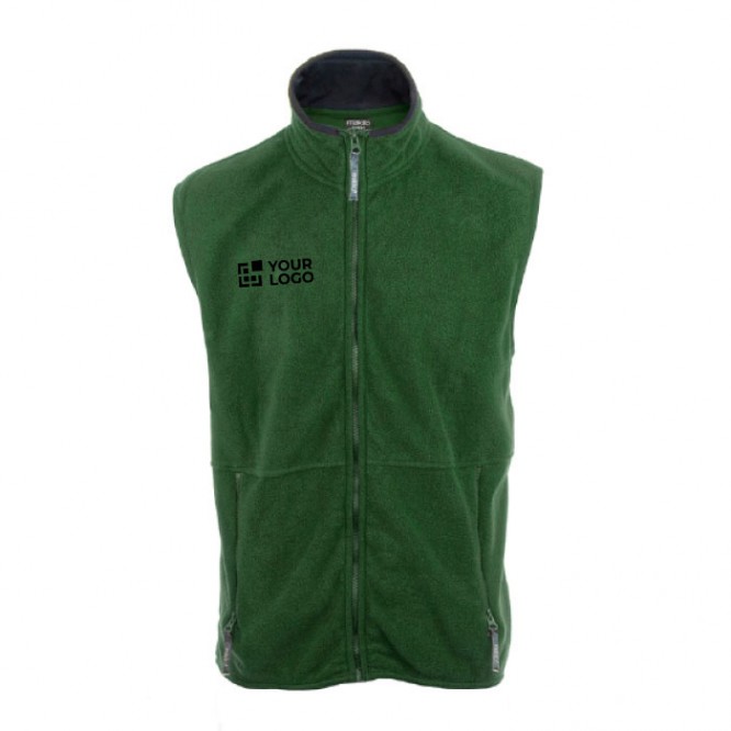 Fleece bodywarmer met logo, 280 g/m2 in de kleur groen