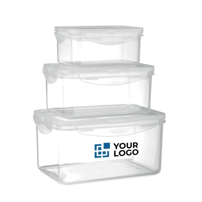 3 PP kunststof lunchboxen (3250, 1000 & 550ml) kleur doorzichtig