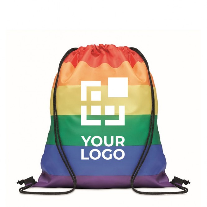 Regenboog touwtjes rugtas met logo 