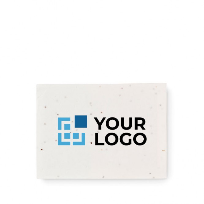 Zaadpapier notitieblok met logo weergave met jouw bedrukking