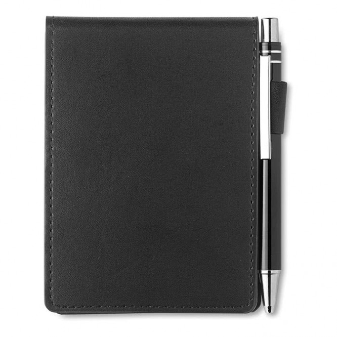 Pocket notitieblok met hoes en pen kleur zwart