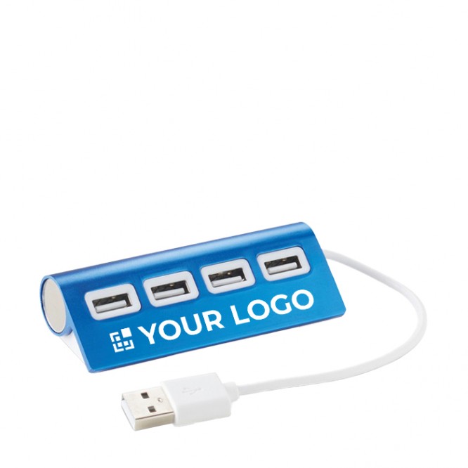 Promotionele USB-hub met 4 poorten kleur zwart