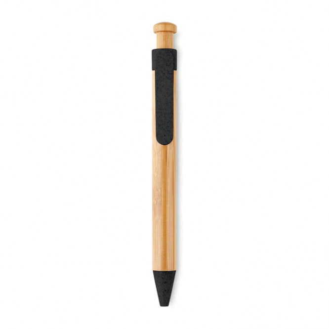 Bamboe pen met klikmechanisme kleur zwart