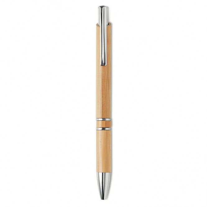 Bamboe pen met logo kleur hout