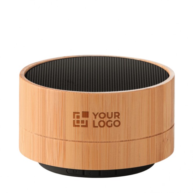 Bluetooth speaker met bamboe behuizing weergave met jouw bedrukking
