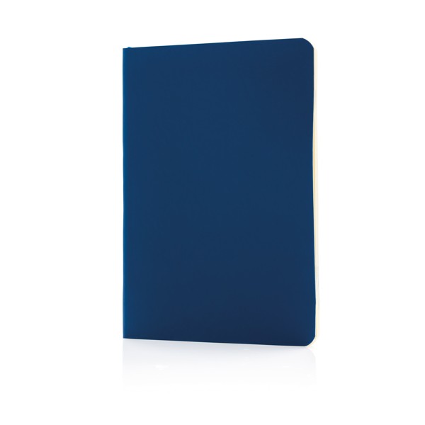 B6 notitieboekje met logo en slappe kaft kleur marineblauw