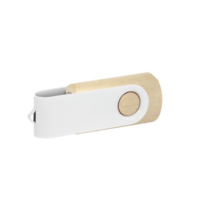 USB van hout met witte clip