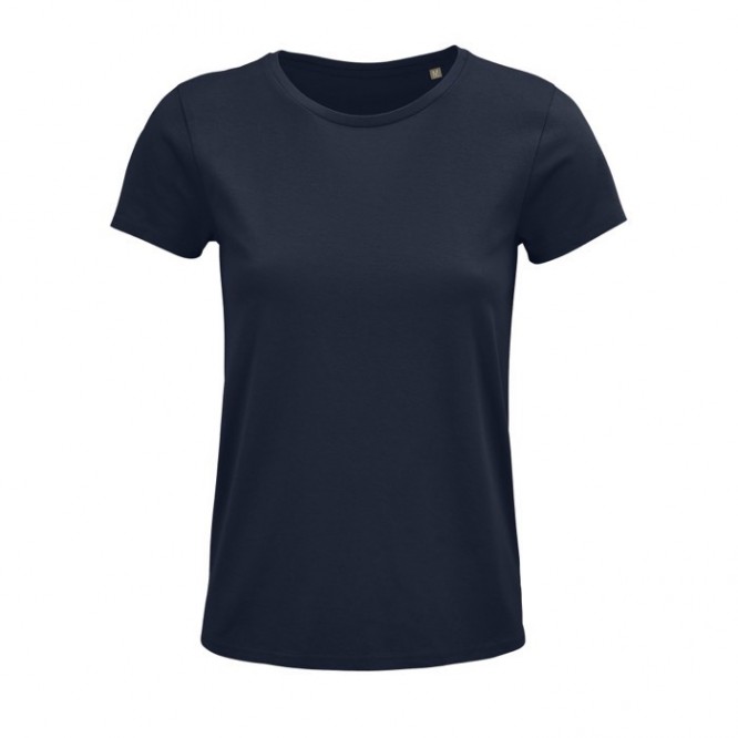 Katoenen bedrukte dames T-shirts, 150 g/m2 in de kleur marineblauw