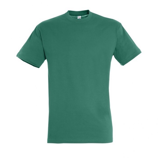 Goedkope T-shirts met logo, 150 g/m2 in de kleur smaragdgroen