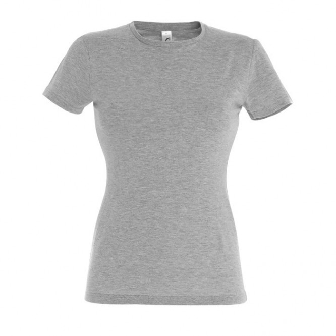 Dames T-shirts met logo, 150 g/m2 in de kleur gemarmerd grijs