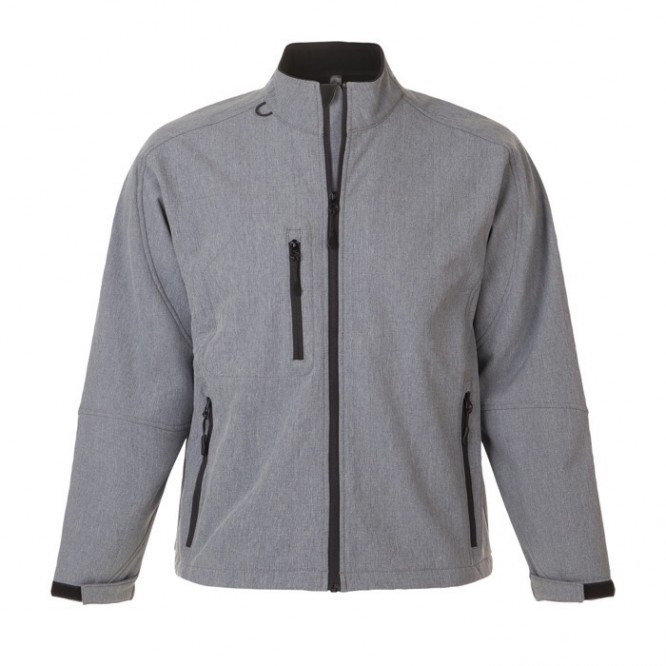 Softshell jas als relatiegeschenk, 340 g/m2 in de kleur gemarmerd grijs