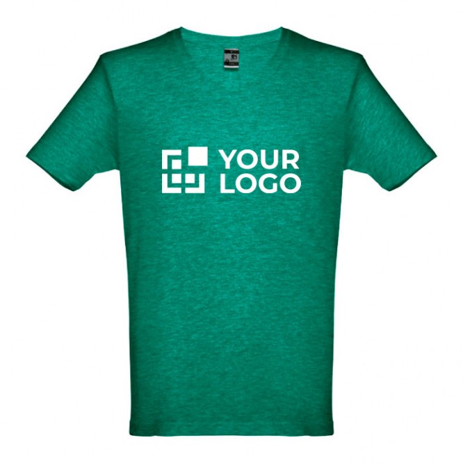 Goedkope katoenen T-shirts met logo in de kleur gemarmerd groen
