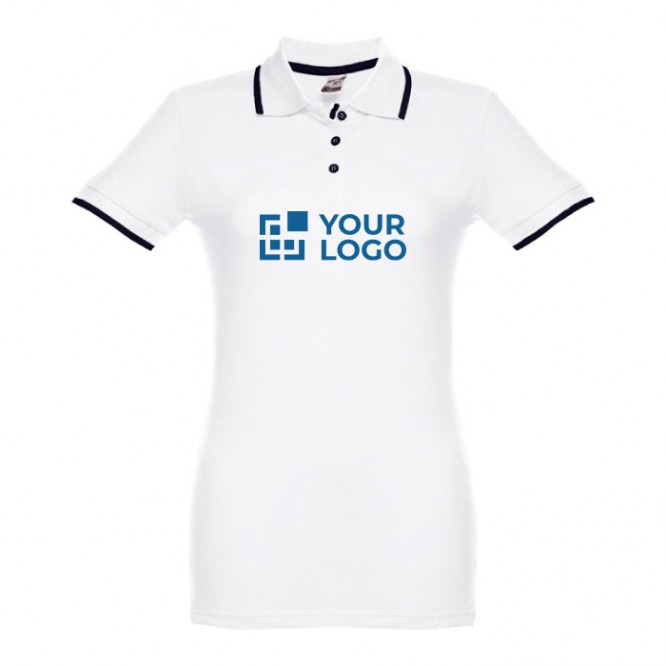 Poloshirts met logo en kleurdetail, 210 g/m2 weergave met jouw bedrukking