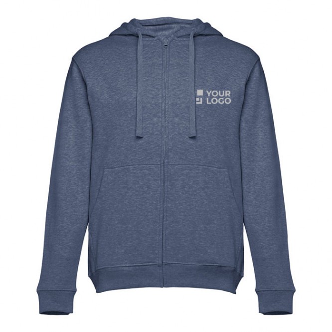 Sweater met logo en ritssluiting, 320 g/m2 in de kleur gemarmerd blauw