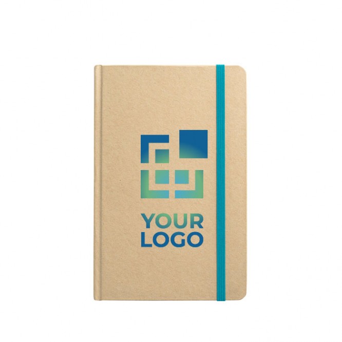 A5 notitieboekje met logo van gerecycled papier weergave met jouw bedrukking