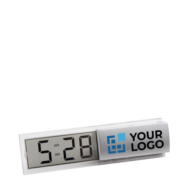 Digitale klok met logo voor klanten